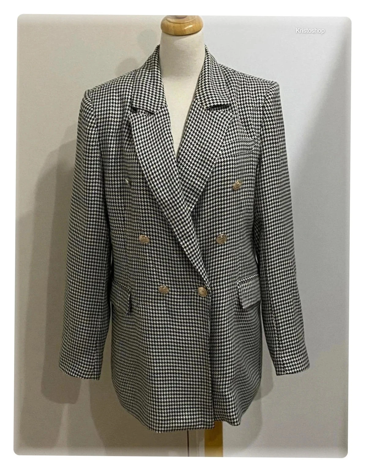 Veste Vintage Blazer Lefties pied de poule gris Taille L